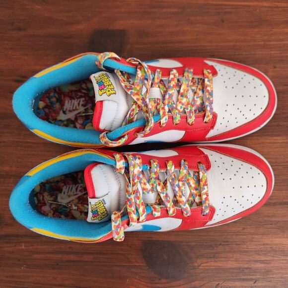 Nike Size 9M/10.5W Low Dunk‎ Fruity Pebbles Red/Blue/Yellow Pre-owned Good Clean - Picture 7 of 15